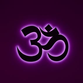 Панно декоративное картина на стену Знак Ом LED подсветка 16 цветов телефон 400х300 acr-p000246