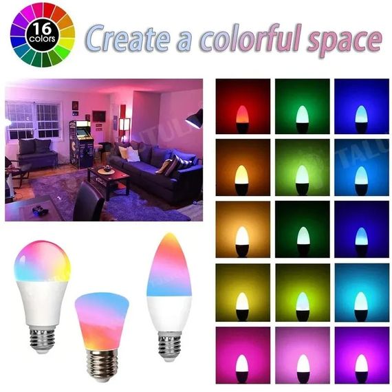 Світлодіодна лампа Led RGB + пульт 220v вольт E27 | Зображення 2