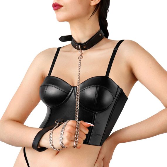 Нашийник з повідцем з екошкіри Art of Sex - Leash and Collar Emoji Sex Aura