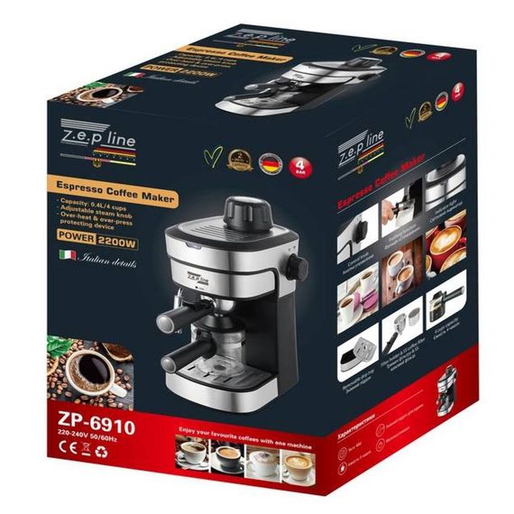 Кофеварка еспресо з потужністю 2200Вт Zepline ZP-6910 на 4 чашки (45455-ZP-6910_1425) | Зображення 4