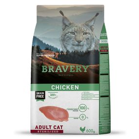 Корм Bravery Cat Adult Sterilized Chicken сухой с курицей для стерилизованных котов 600 гр