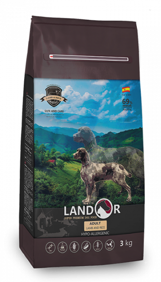 Сухий корм Landor (Ландор) Аdult ALL Вreed LAMB & RICE 15кг для дорослих собак з ягням та рисом