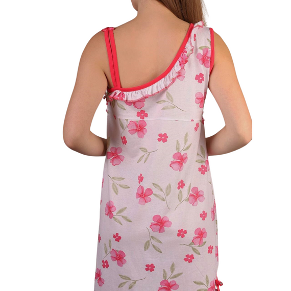 Нічна сорочка жіноча бавовна з малюнками квітів білий-малиновий L/XL | Зображення 2