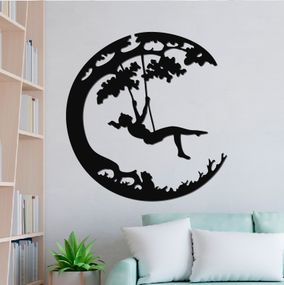 Панно декоративная картина на стену Девушка на качеле LED 16 цветов пульт 400х380 acr-p000076