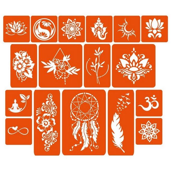 Набор цветной хны с трафаретами для био-тату №6 color-henna-set-06 | Зображення 4