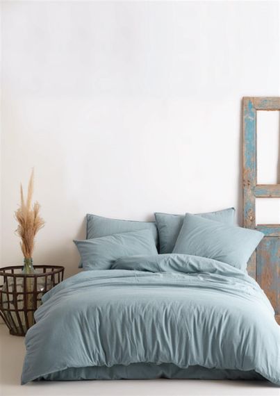 Постільна білизна Limasso Stonewashed Ranforse 160 х 220 см Akdeniz Mavisi