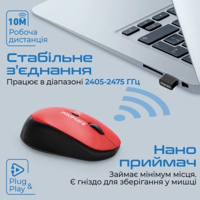 Мышка Promate Tracker Wireless Red (tracker.red) | Зображення 5