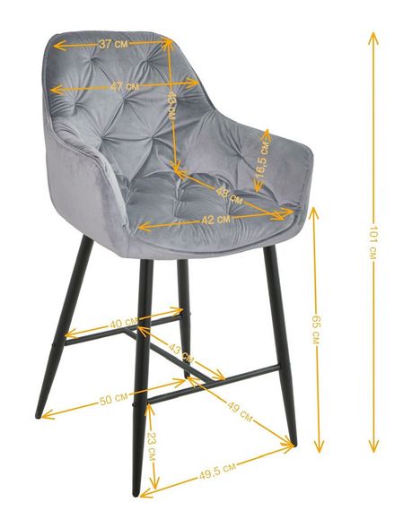 М'яке напівбарне крісло на хромованих металевих ніжках Chic BAR 65-ML (CH), оббивка Оксамит Бірюзовий PH-612 | Зображення 5