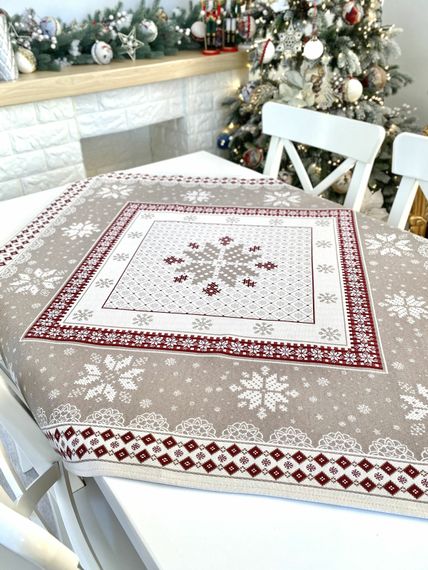 Скатертина гобеленова NORDICA TORTORA Limaso, 93x93, Квадратна, Новорічний, Без люрексу, 38% бавовна, 37% поліестер, 25% акрил, Гобелен | Зображення 5