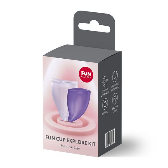 Набір менструальних чаш Fun Factory FUN CUP EXPLORE KIT, 2 шт, Multicolored Turquoise, об’єми 20 та 30 мл, Фіолетовий | Зображення 6
