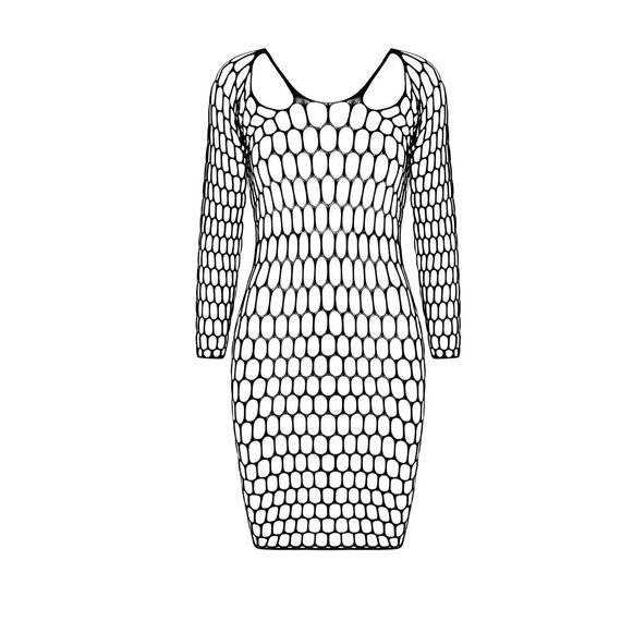 Бодістокінг-сукня з глибоким коміром Passion BS093 black, довгі рукави, One size | Зображення 2