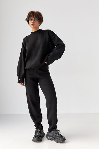 Трикотажний костюм з рваним ефектом - чорний цвет, ONE SIZE (є розміри)