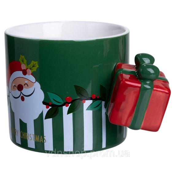 Чашка порцелянова новорічна Merry Christmas 400 (мл) Зелена Yiwu FM-CS-49GR | Зображення 4