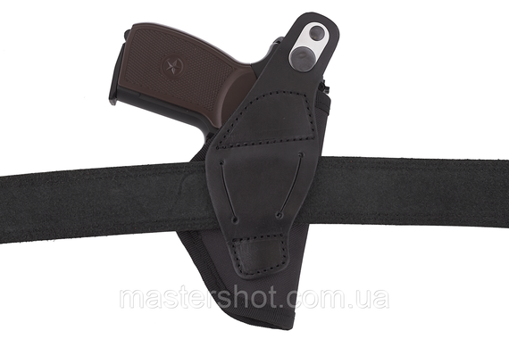 Кобура для ЛЕВШИ для ПМ Макарова поясна прихованого носіння на скобі oxford 600d шкіра чорна 0011551 ms | Зображення 2