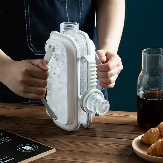 Портативная силиконовая форма для льда бутылка 2 в 1 ICE CUBE TRAY складная на 17 шариков | Зображення 1