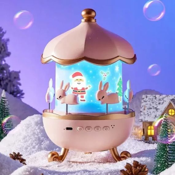 Дитячий нічник проектор зоряного неба Bluetooth Fairy Tale E11 акумуляторний світильник карусель 6 змінних картинок з LED | Зображення 1