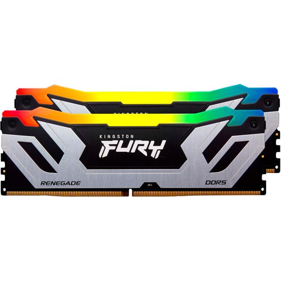 Модуль пам&#039;яті для комп&#039;ютера DDR5 48GB (2x24GB) 8800 MHz Renegade RGB Black/Silver Kingston Fury (ex.HyperX) (KF588CU42RSAK2-48) | Зображення 1