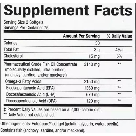 Омега 3 Natural Factors RxOmega-3 Ultra Strength 2150 mg 150 Softgels | Зображення 1