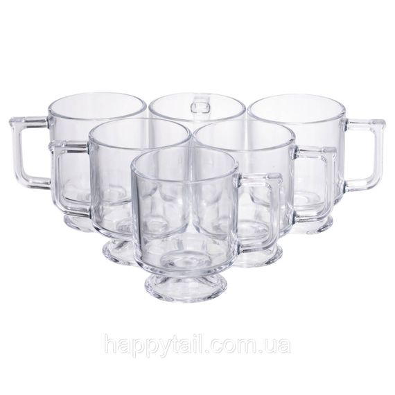 Набір чашок 6 шт для чаю та кави Goblet по 300 (мл) кружки скляні Прозорий HP-19-L6