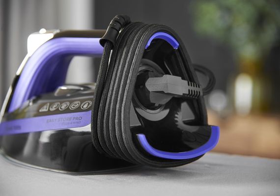 Праска Russell Hobbs Easy Store Pro, 2400Вт, 320мл, паровий удар -200гр, постійна пара - 50гр, зберігання шнура, керам. підошва, чорно-синій (26731-56) | Зображення 5