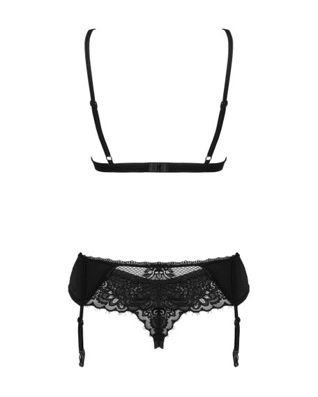 Комплект з поясом для панчох Obsessive Maderris set Чорний XL/2XL | Зображення 5