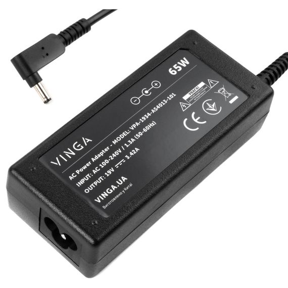 Блок живлення до ноутбуку Vinga ASUS 65W 19V 3,42A 4.0 *1.35 (VPA-1934-AS4013-101) | Зображення 1
