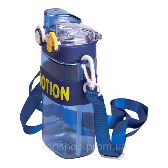 Пляшка для води з трубочкою 550 мл спортивна пластикова пляшка для тренувань Синя HP-14-49BL | Зображення 4