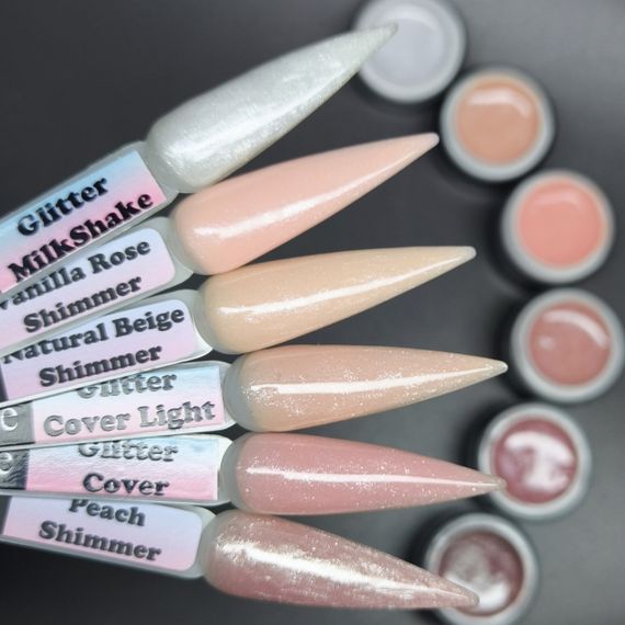 Набор гелей для наращивания ногтей с шиммером Польша №3 по 5мл (6шт)