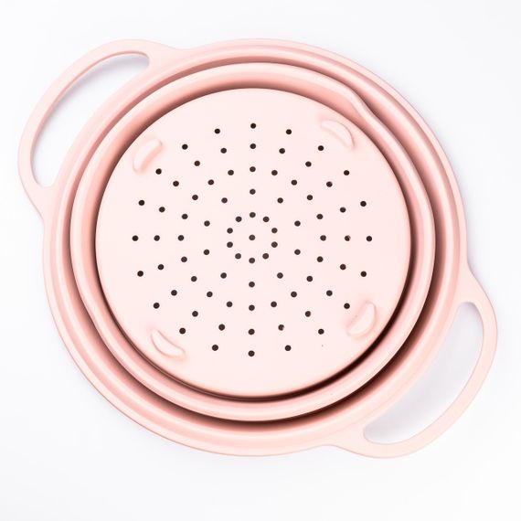 Друшляк силіконовий складаний з ручками 2.6 л Рожевий HP34544P