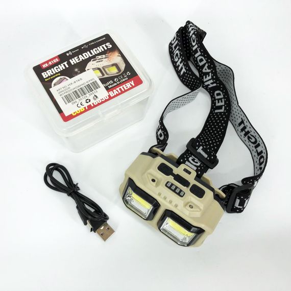 Led headlamp налобний ліхтар HX-816S 2COB(white+red), Потужний акумуляторний налобний ліхтарик KO-75 | Зображення 1