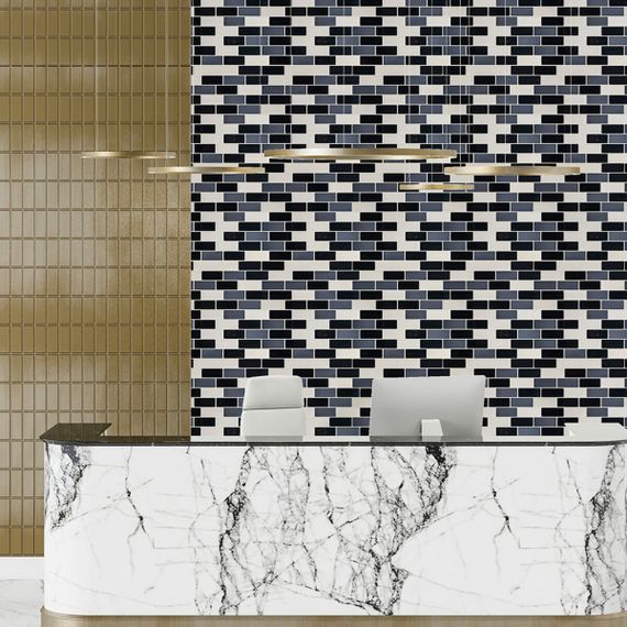 Самоклеюча поліуретанова плитка чорна сіра молочна цегла 305х305х1мм (D) SW-00001329 | Зображення 4