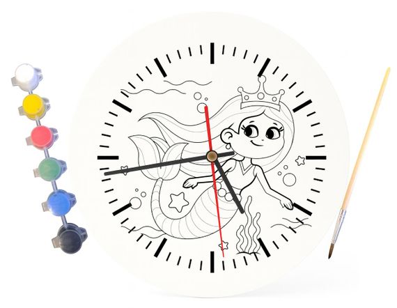 Детский набор для творчества часы раскраска Русалочка 30 см (Г0201) | Зображення 3