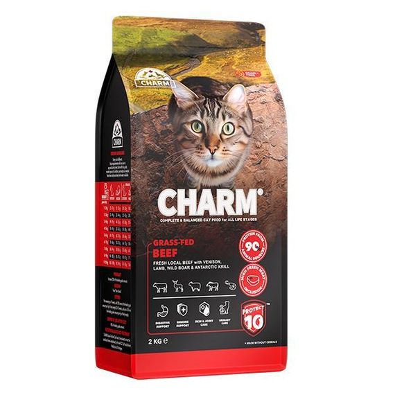 Сухий беззерновий холістик корм Charm Grass-Fed Beef Чарм бичків викормлених на траві для котів 2 кг.