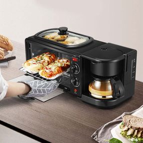 Електрична духовка 3в1 Domotec MS-5308В Кофеварка Сковорода 9 л 4500w