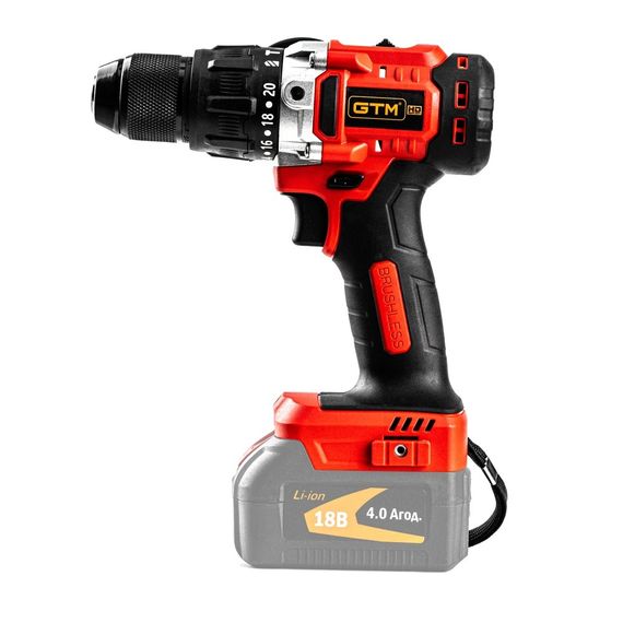 Шурупокрут з ударним режимом акумуляторний GTM DSI18/80BL (80 Нм, 1.5-13 мм, BL, 18 В, без акумуляторів та зарядного пристрою) | Зображення 3