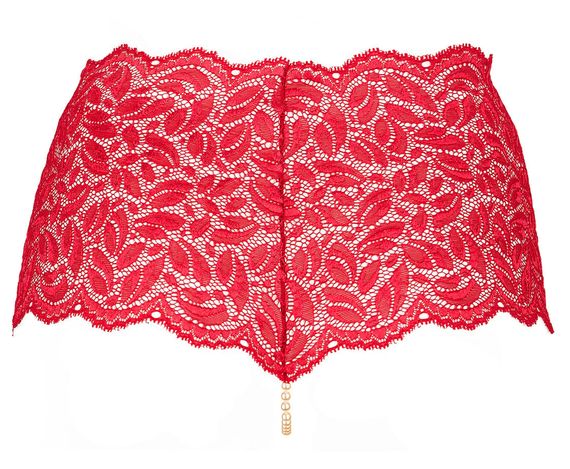 Кружевные трусики с высокой талией и ниткой из жемчуга Bracli Culotte, Красный, День влюблённых, L, L | Зображення 1