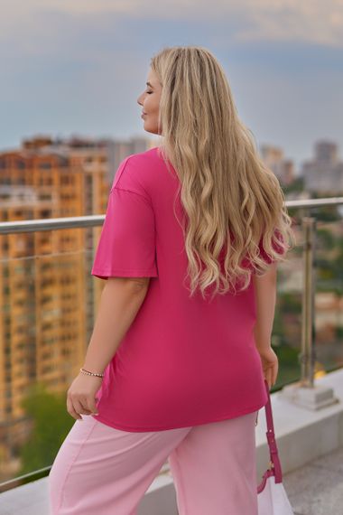 Жіноча класична футболка Labubu пряма вільна колір рожевий, розмір 42/44, GF05259 | Зображення 1