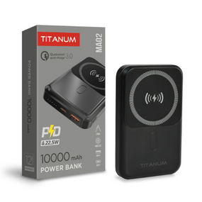 Павербанк 10000 mAh Titanum TPB-MA02  Black 22,5W QC+PD + БЗП чорний