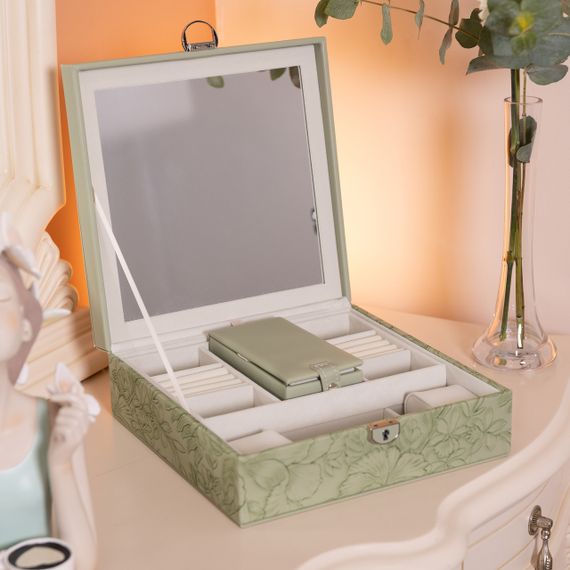 Скринька для прикрас з еко шкіри 2 яруси із замком органайзер для ювелірних виробів | Зображення 9