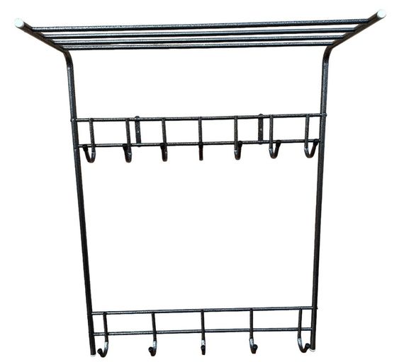 Вішалка настінна для одягу в передпокій з полицею сіра