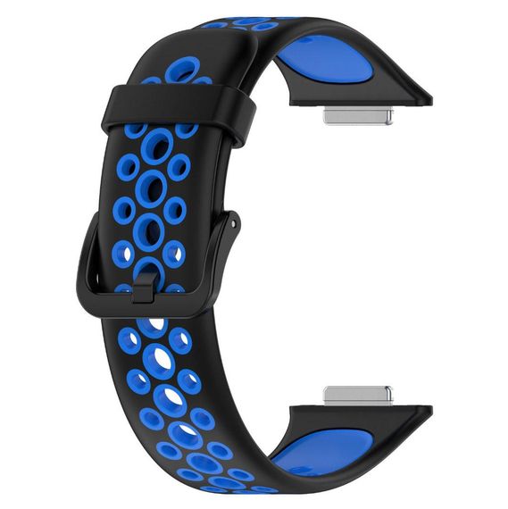 Силіконовий ремінець Primolux Perfor Classic для смарт-годинника Huawei Watch Fit 2- Black&Blue | Зображення 3