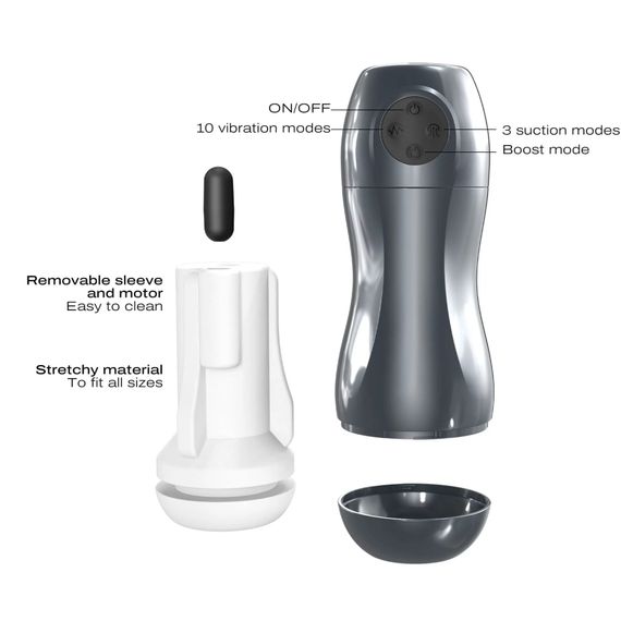 Вібромастурбатор Dorcel BLOWJOY VIBE, ефект всмоктування, Сірий | Зображення 2