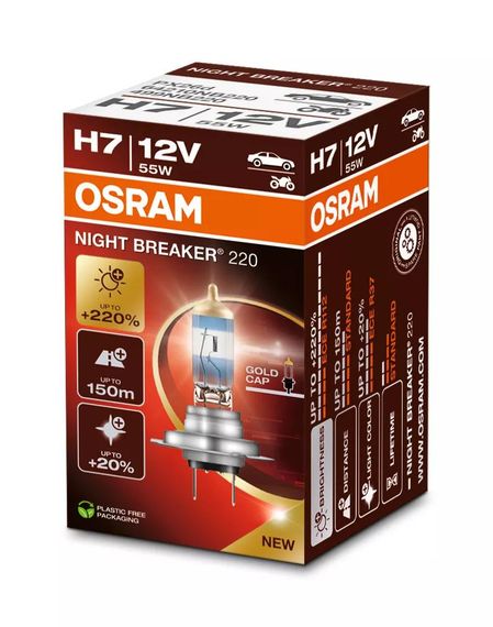 Лампа H7 55W 12V PX26d NIGHT BREAKER +220% OSRAM 64210NB220-FS
