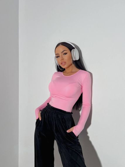 Женский лонгслив с вырезом для большого пальца микродайвинг EL621 цвет розовый, размер 42/46 | Зображення 1