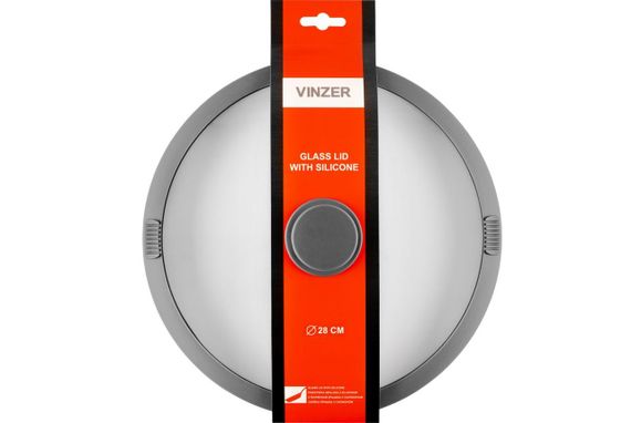 Крышка стеклянная Vinzer 28 см 50252 универсальная с силиконовым ободком для кастрюль и сковород | Зображення 3
