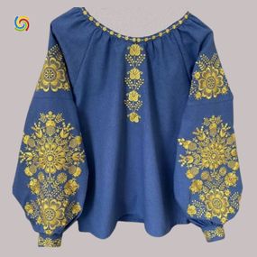 Рубашка Украинская вышиванка  555300710 цвет синий размер XL/XXL