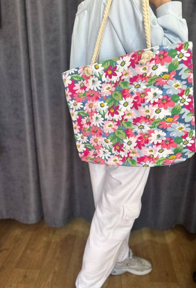 Женская большая пляжная сумка одно отделение на молнии AV030 размер 44/35, разноцветная