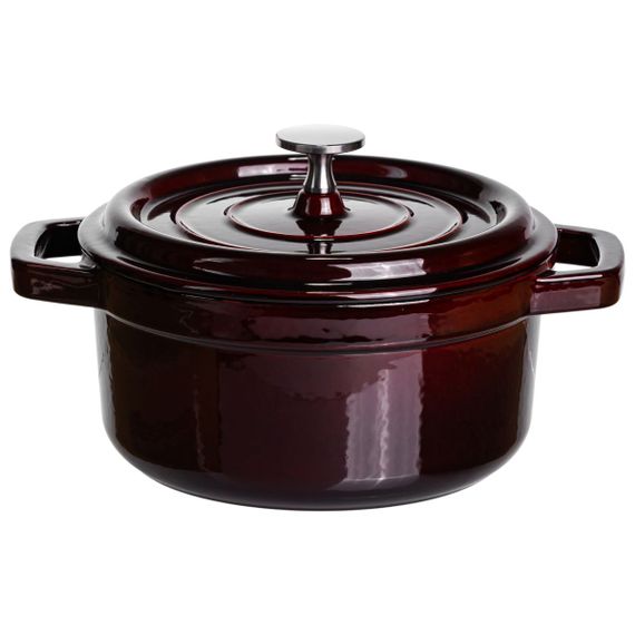 Кокотниця чавунна емальована 2 л, бургунді Yiwu HP-FLG-8 burgundy