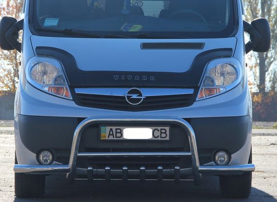 Кенгурятник з вусами WT003-Plus (нерж.) для Opel Vivaro 2001-2015 рр | Зображення 1