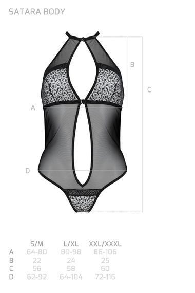 Сітчасте боді з мереживом на грудях Passion SATARA BODY S/M black sexstyle | Зображення 6